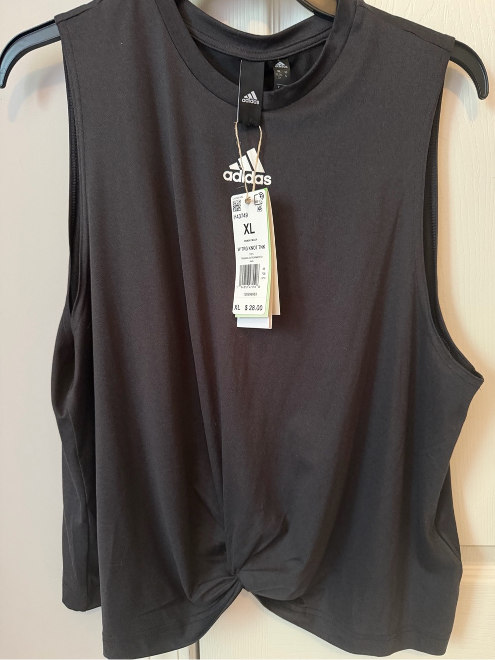 NWT Adidas Women's Black Sleeveless Knot-Front Tank Top XL